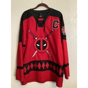 NWOT Disney Marvel Deadpool 91 Hockey Captain Jersey Box Lunch M